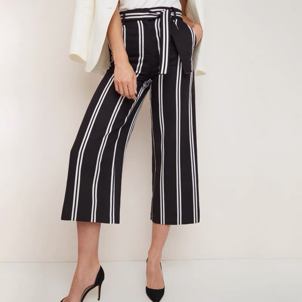 Maje Stripped Wide Leg Pants Navy Blue Perfect Condition